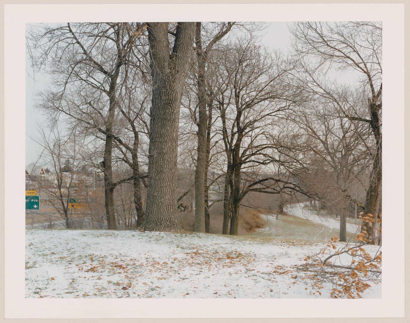 Viewing Olmsted: View Looking north along edge of park with snow, Washington Park, Milwaukee, Wisconsin