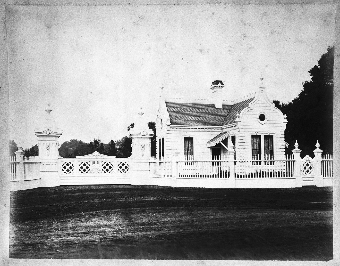 Gate house beside main entrance, Linden Towers, James Clair Flood Estate, Atherton, California