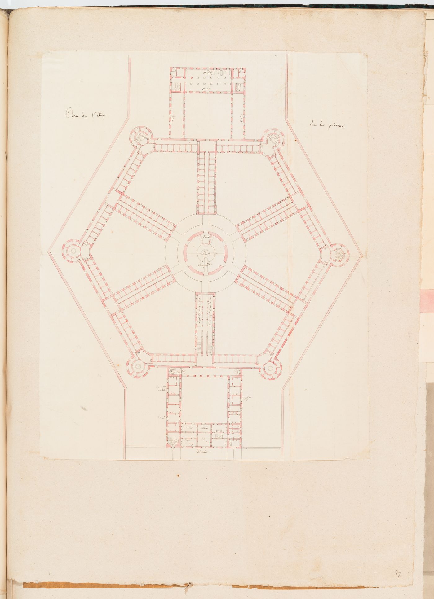 Prison de la Petite Roquette, Paris: Plan of the first floor