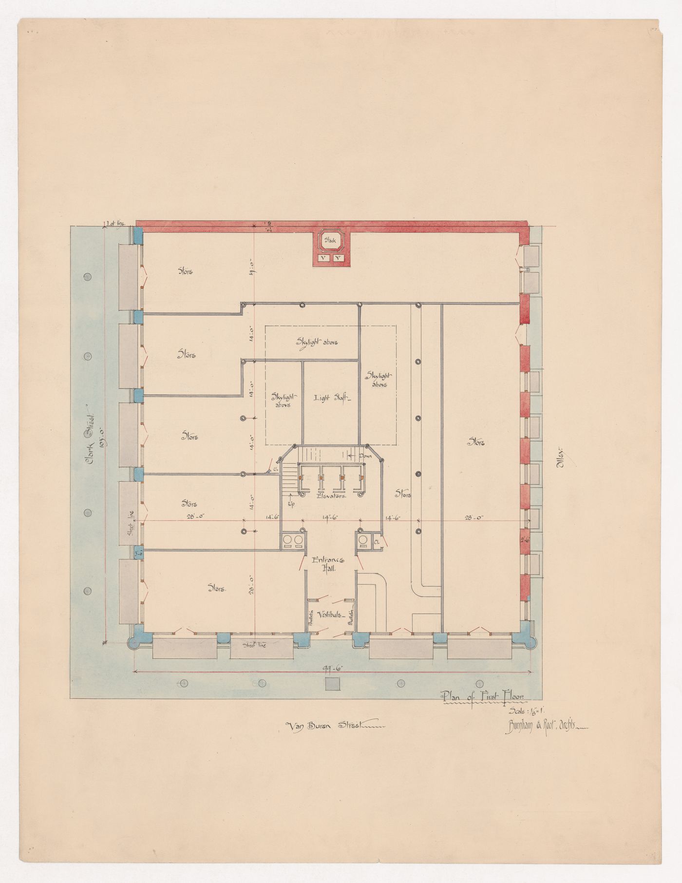 Office building, Chicago: First floor plan