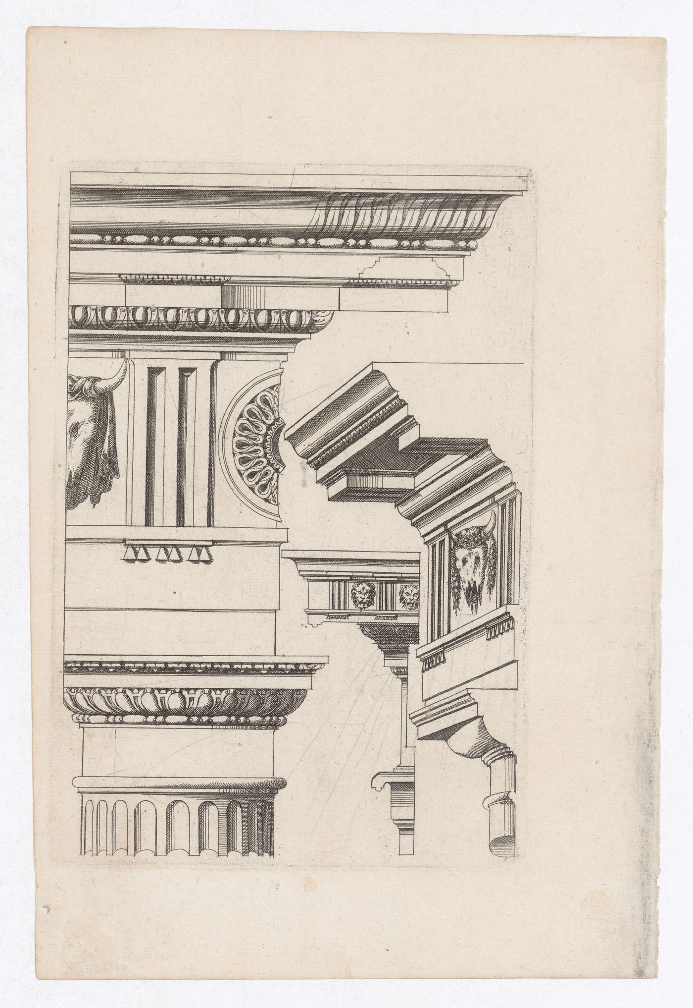 Designs for doric capitals with entablatures