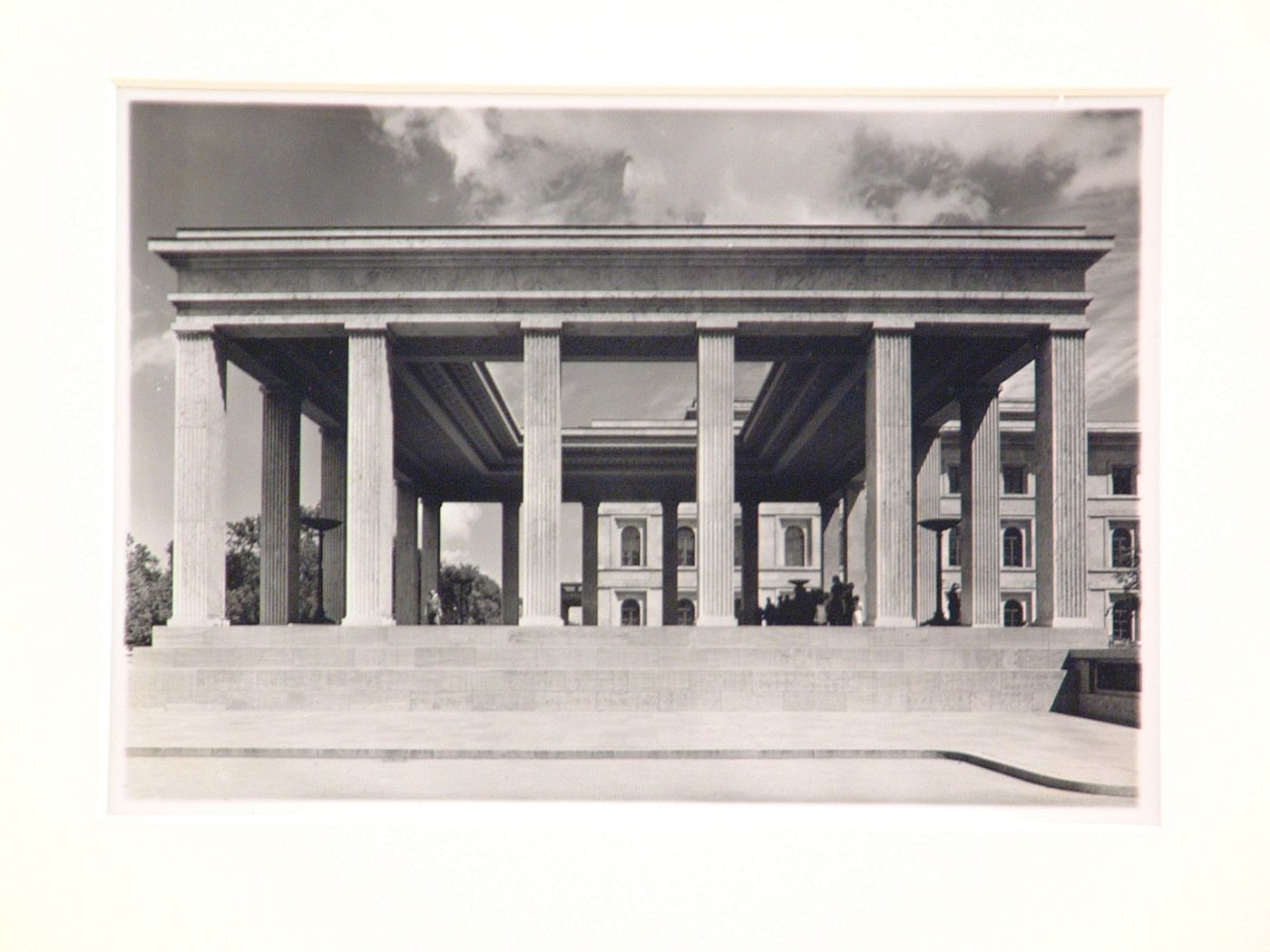 Façade of open-roofed neoclassical memorial structure, Munich, Germany