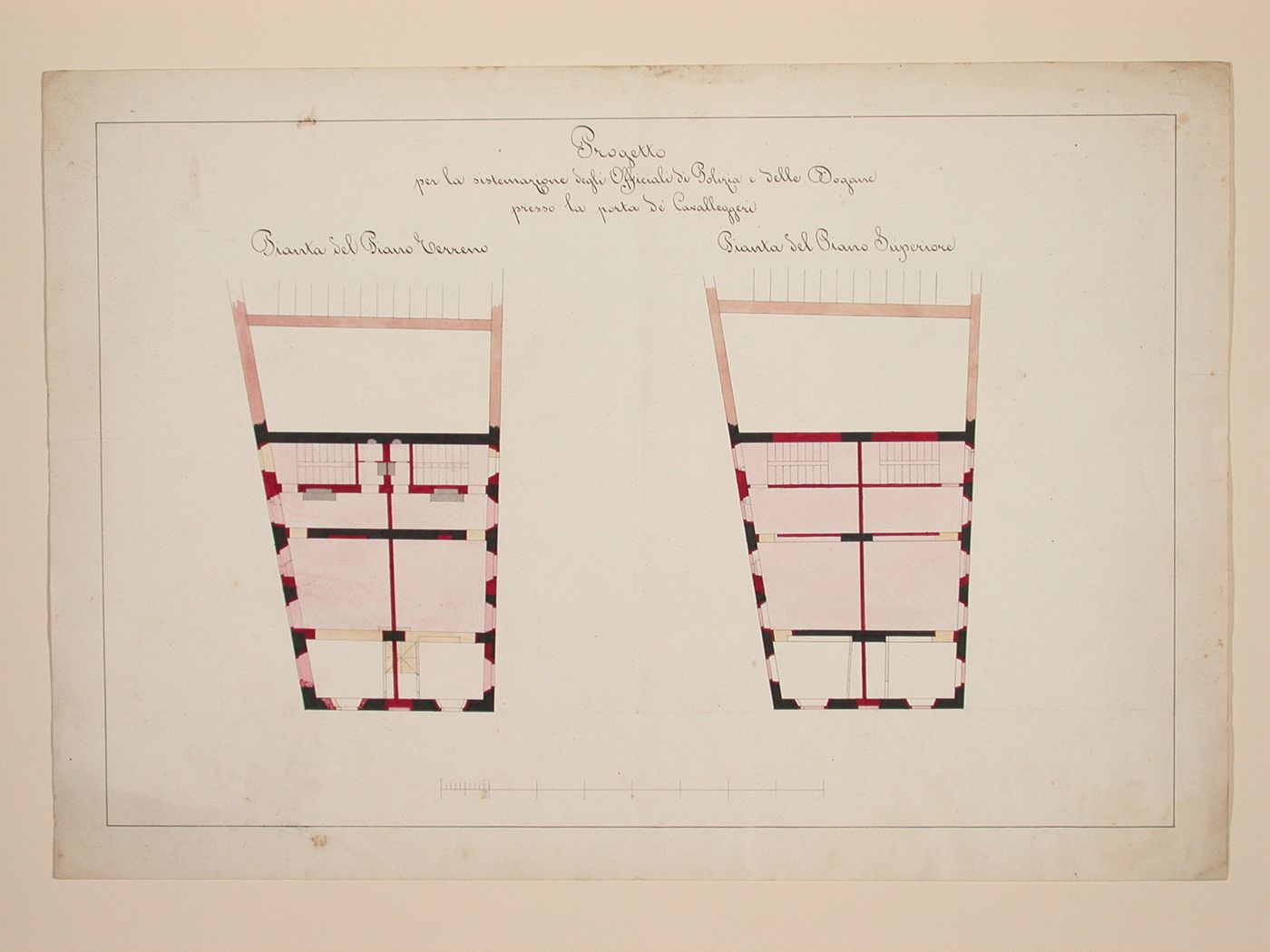 Plans for the barracks of the Vatican guards at Porta de Cavalleggeri, Rome