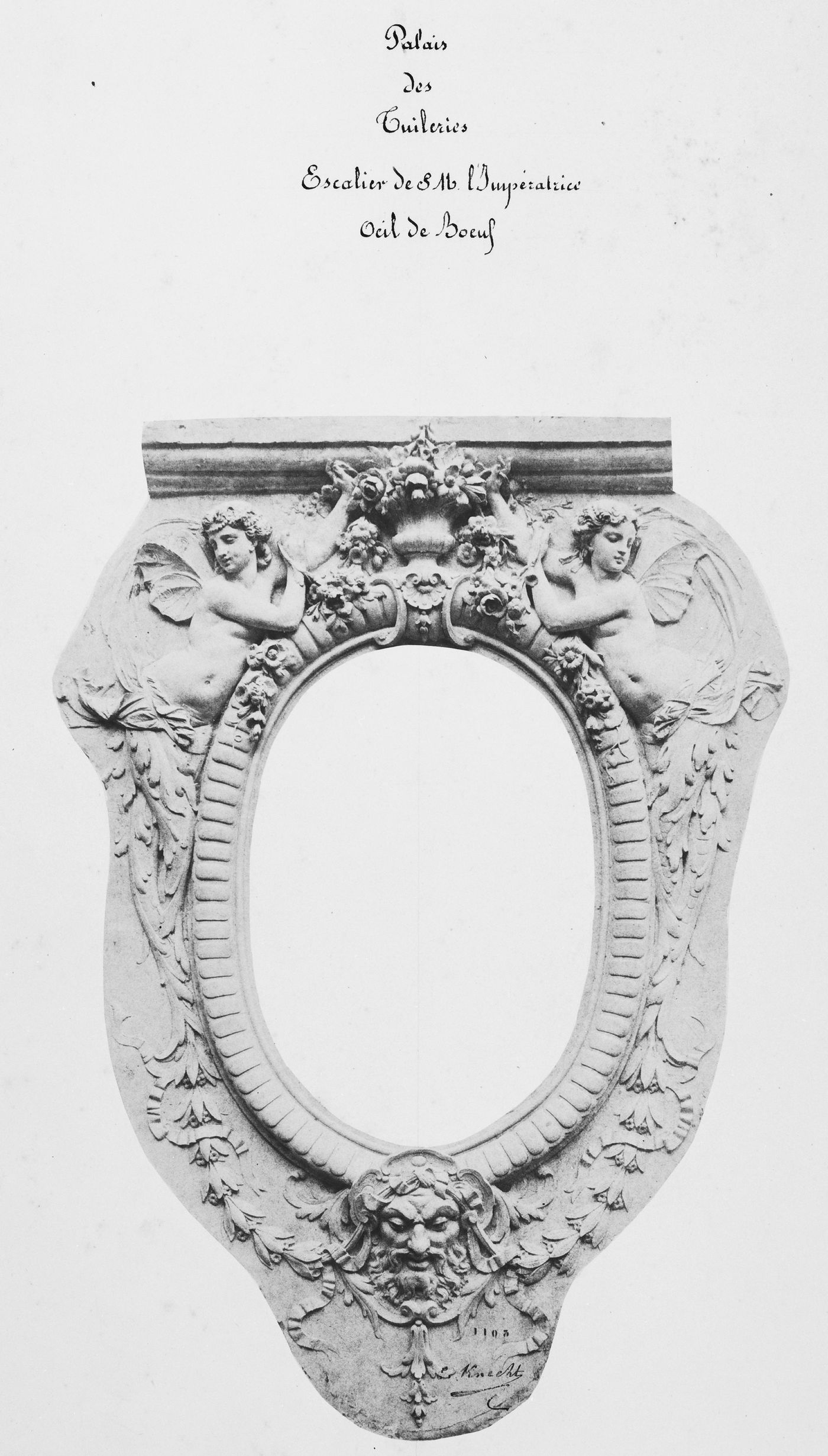 Sculptural model of cast by Emile Knecht for an ox-eye window at the Palais des Tuileries, Paris, France