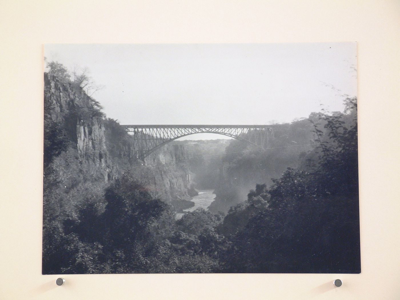 View of Victoria Falls Bridge before reconstruction, Zambezi River, crossing the border between Victoria Falls, Zimbabwe and Livingstone, Zambia