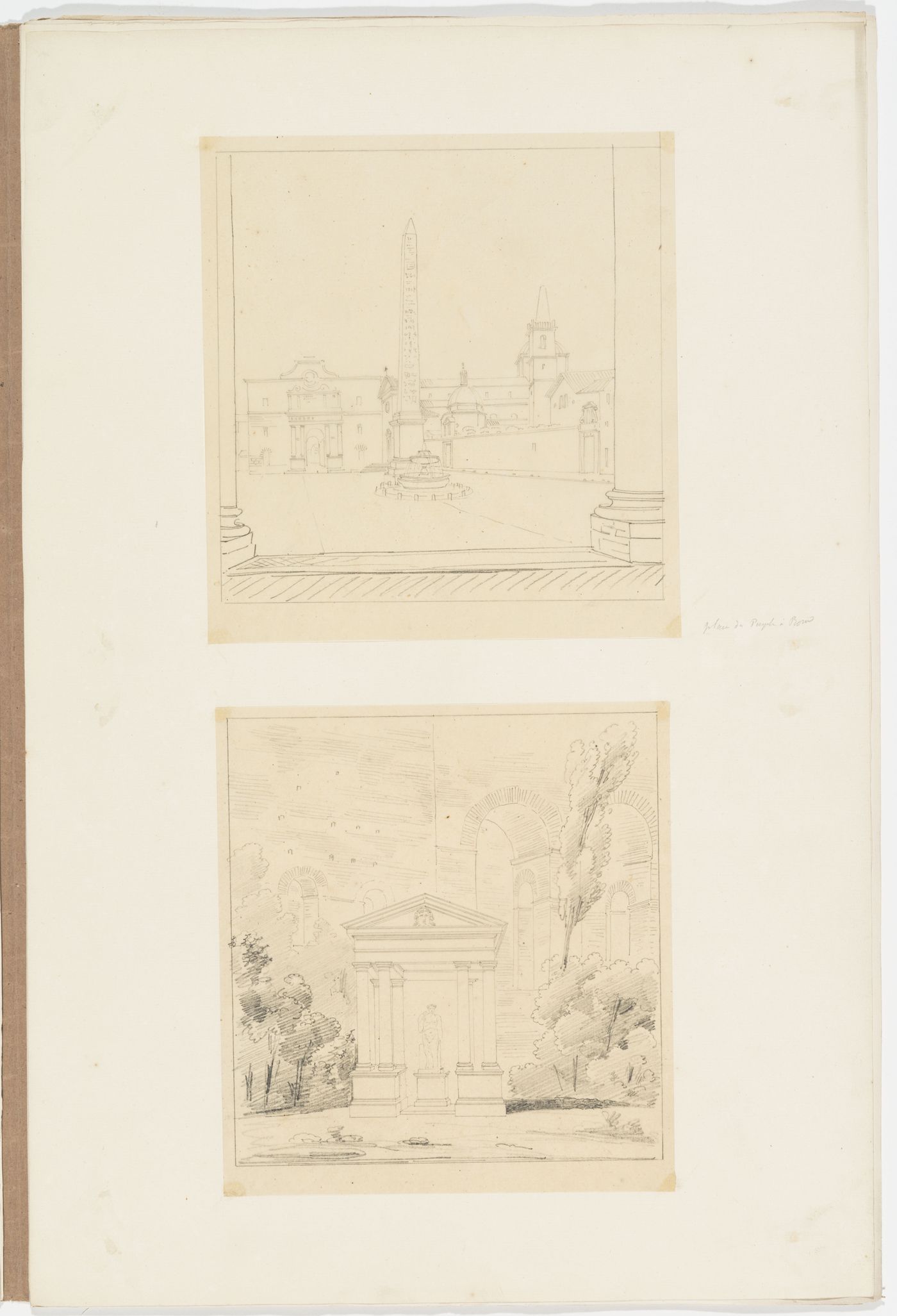 View of Piazza del Popolo, Rome; View of an unidentified temple, probably in Rome