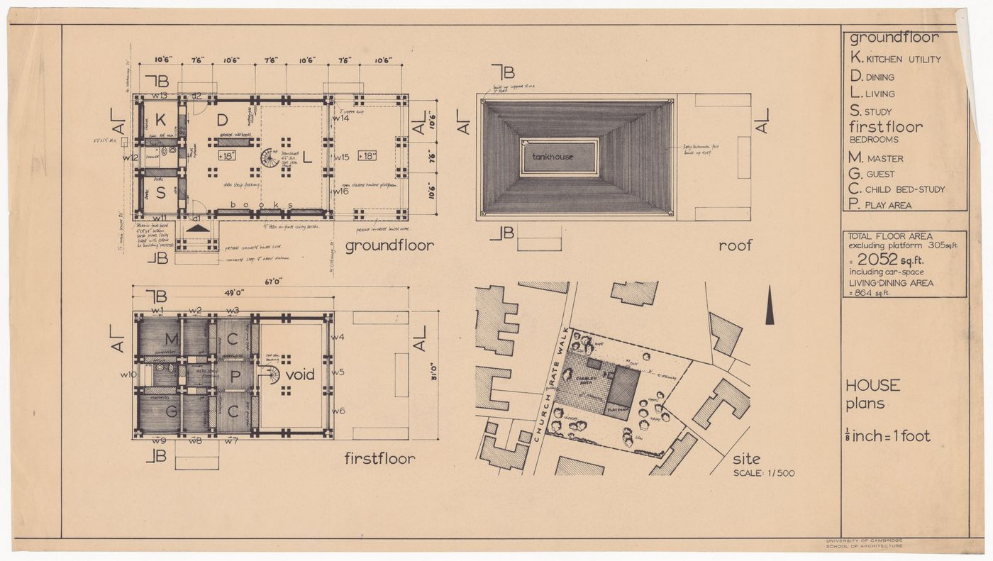 House plans for The Shape of Cambridge: A Plan, Cambridge University, England