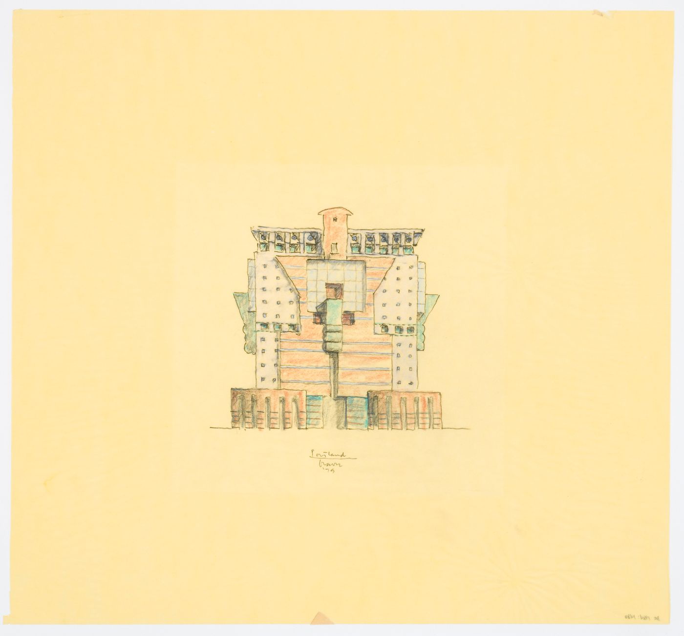 Sketch elevation for Portland Public Service Building, Portland, Oregon