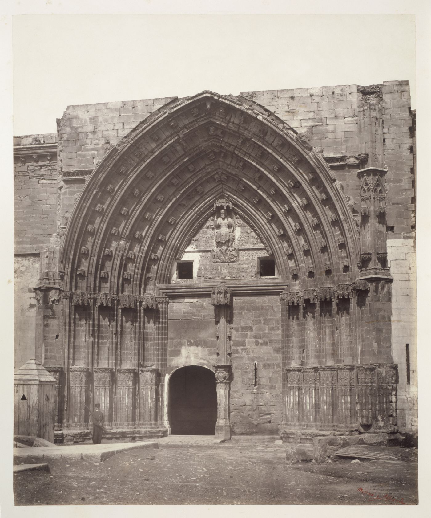 View of the Apostles' Door, Cathedral Vieja (also known as Seu Vella), Lerida, Catelonia, Spain