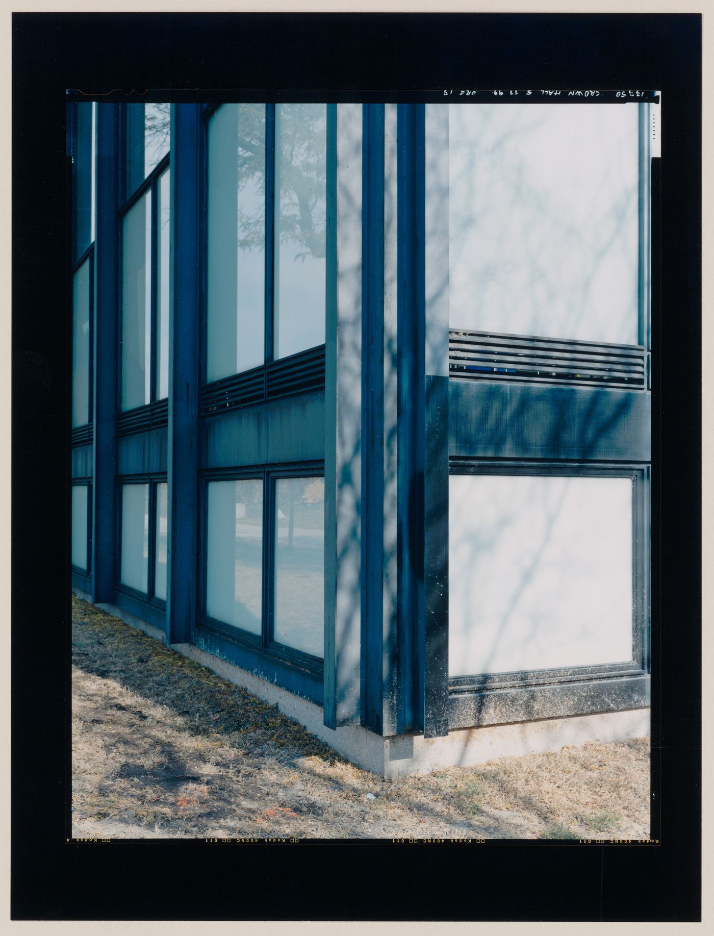 Detail of a corner of Crown Hall, Illinois Institute of Technology, Chicago, Illinois