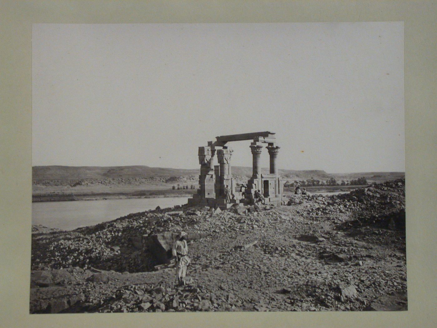 View of people at Kiosk of Qertassi, Lower Nubia (moved to New Kalabsha, Egypt, in 1960)