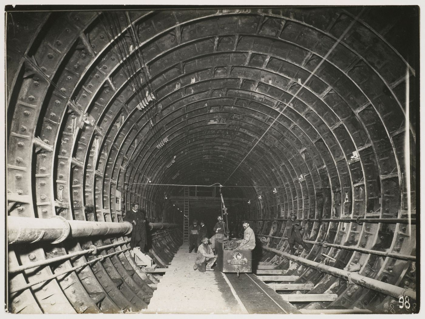 Underground view of the tracks of the Métro, Paris, France