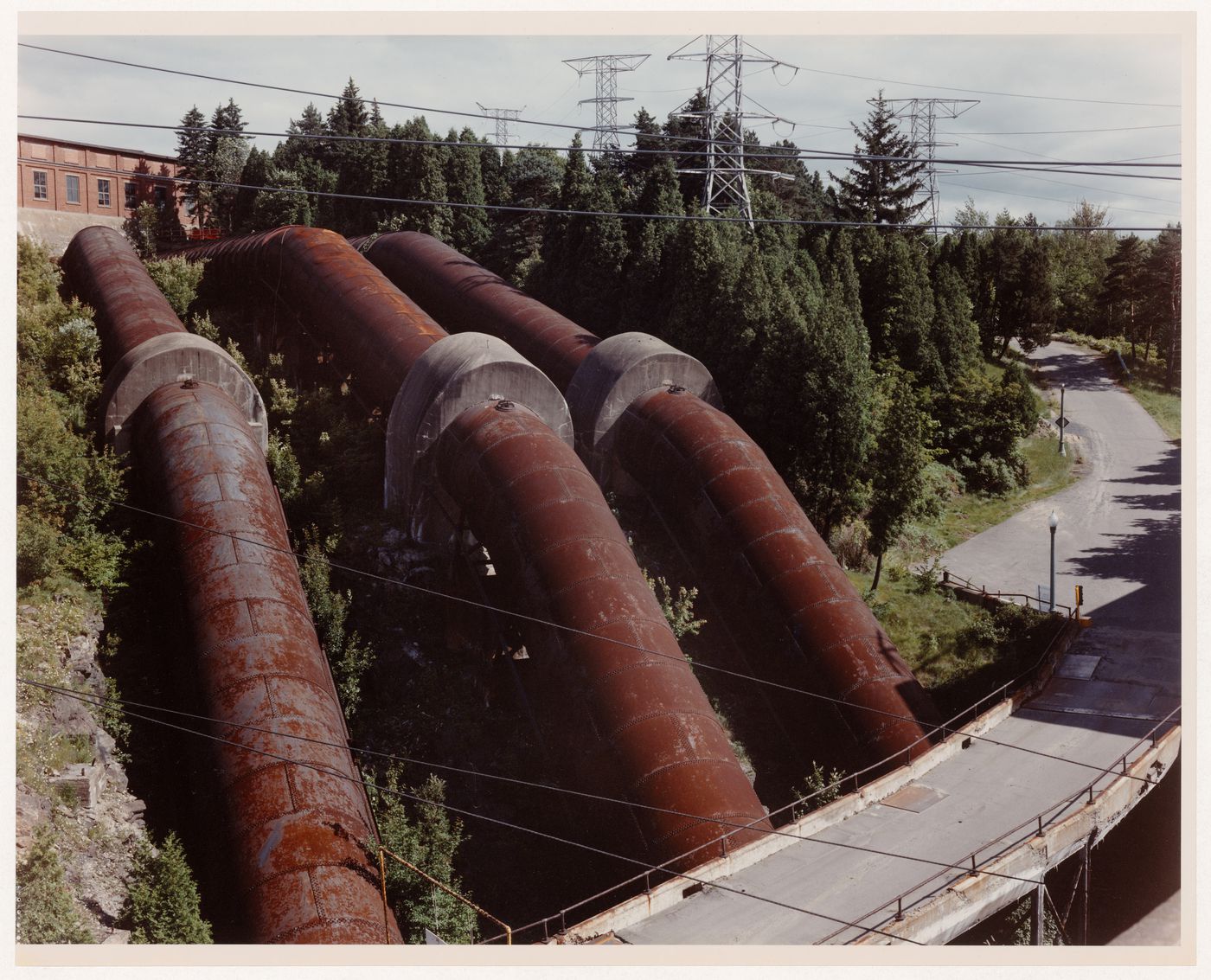 Waterworks intake and penstocks at the Shawinigan 2 power station, looking southeast