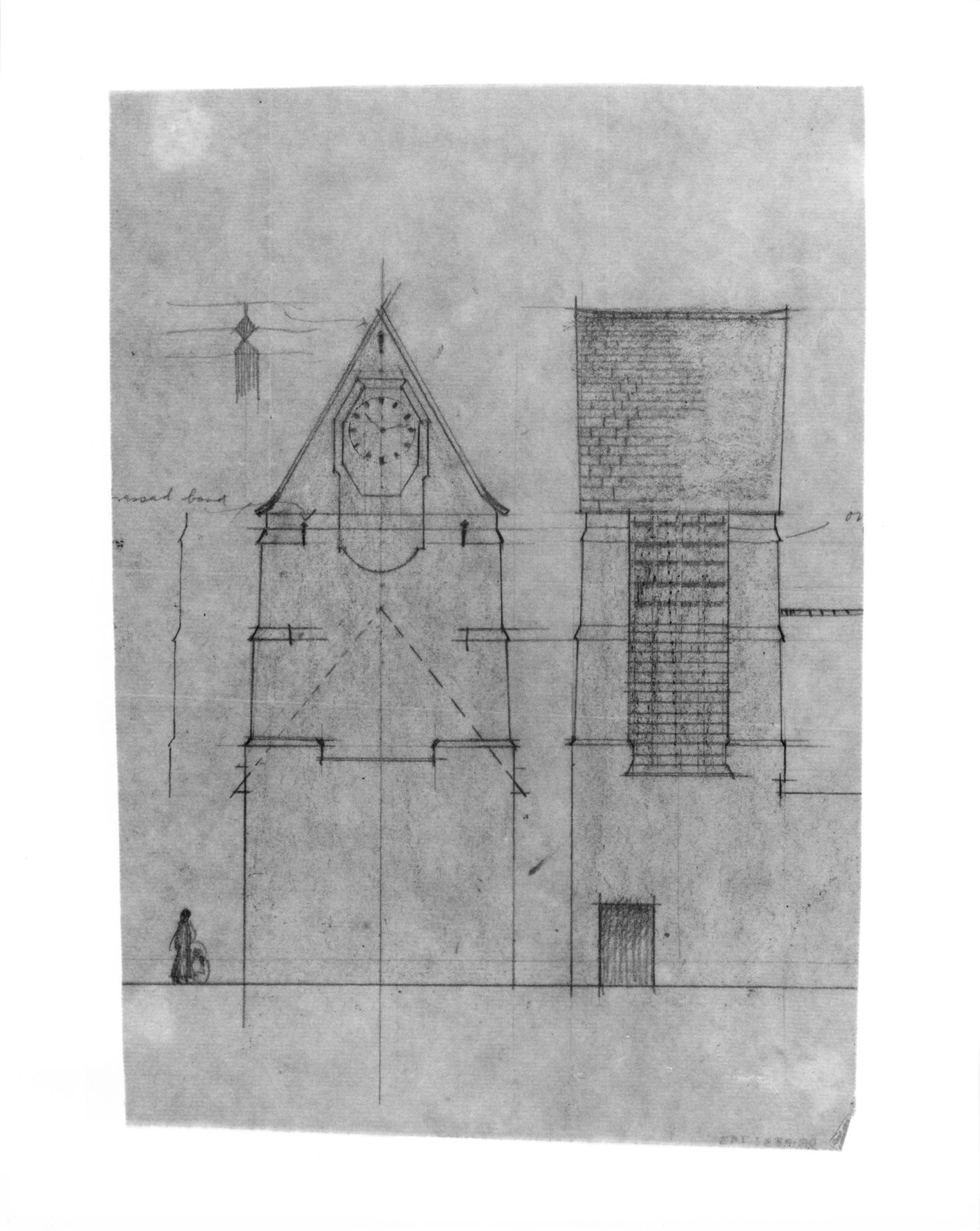 Design for Memorial ClockTower - front & side elevations