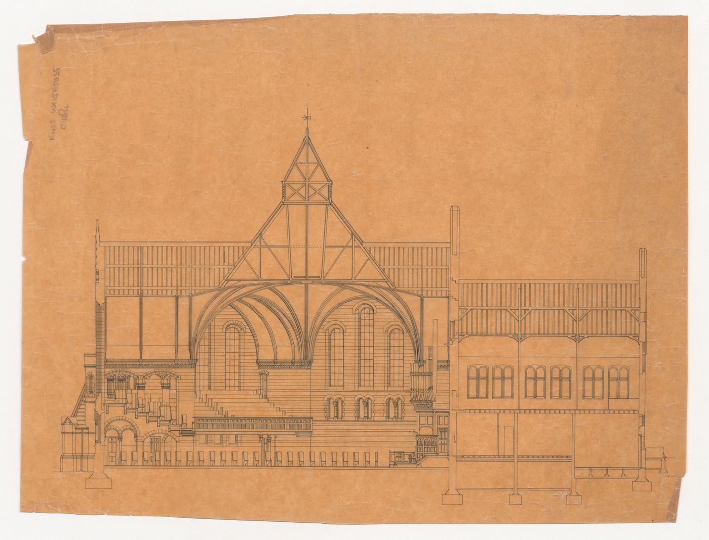 King's Weigh House Chapel, London: Section through auditorium