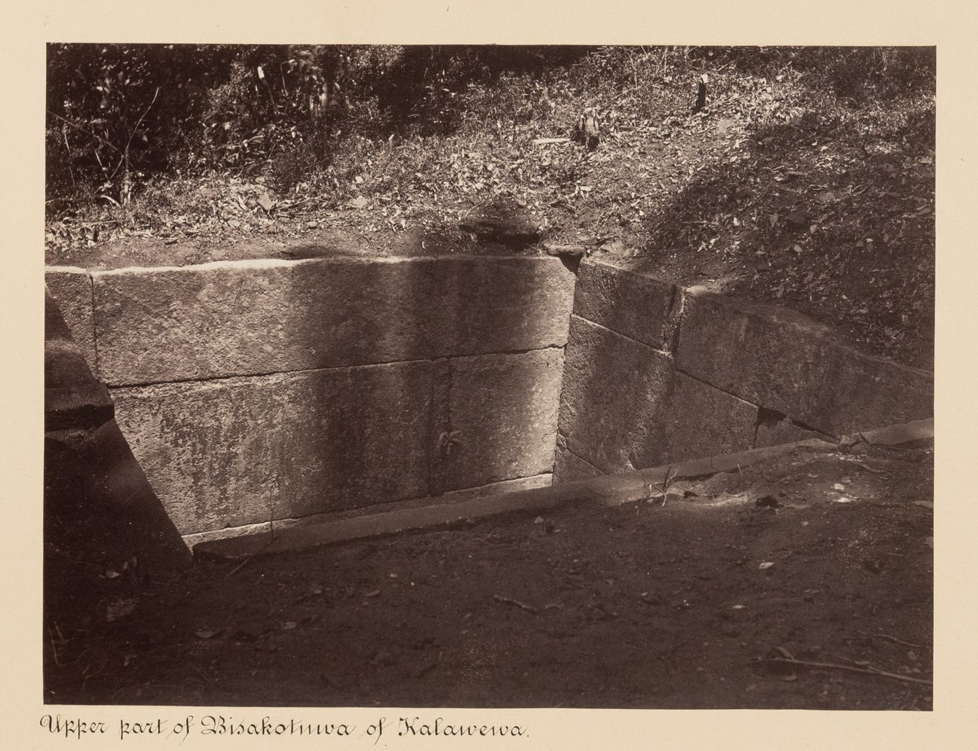 View of a water tank [?], possibly known as Bisahotuwa, Kalawewa, Ceylon (now Sri Lanka)