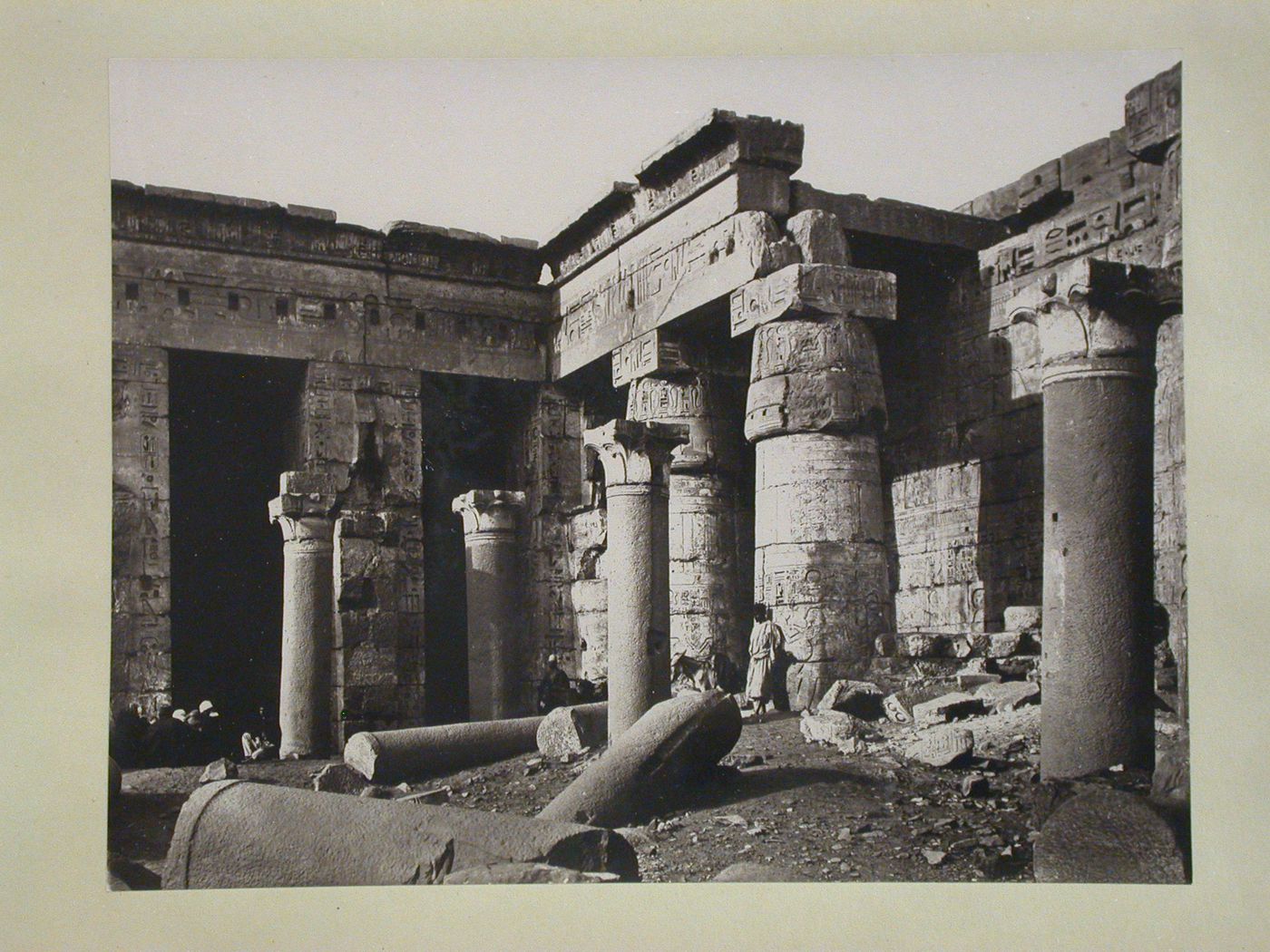 Temple of Ramesses III, Second Court, northwest angle, remains of Coptic church in foreground, Medinet Habu, Thebes, Egypt