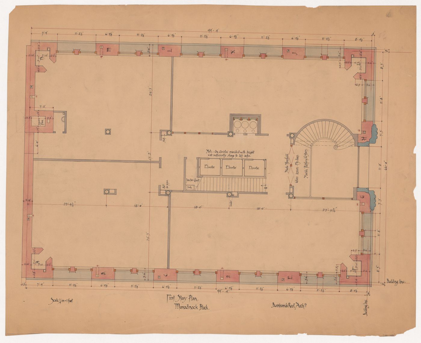 Monadnock Block, Chicago: First floor plan