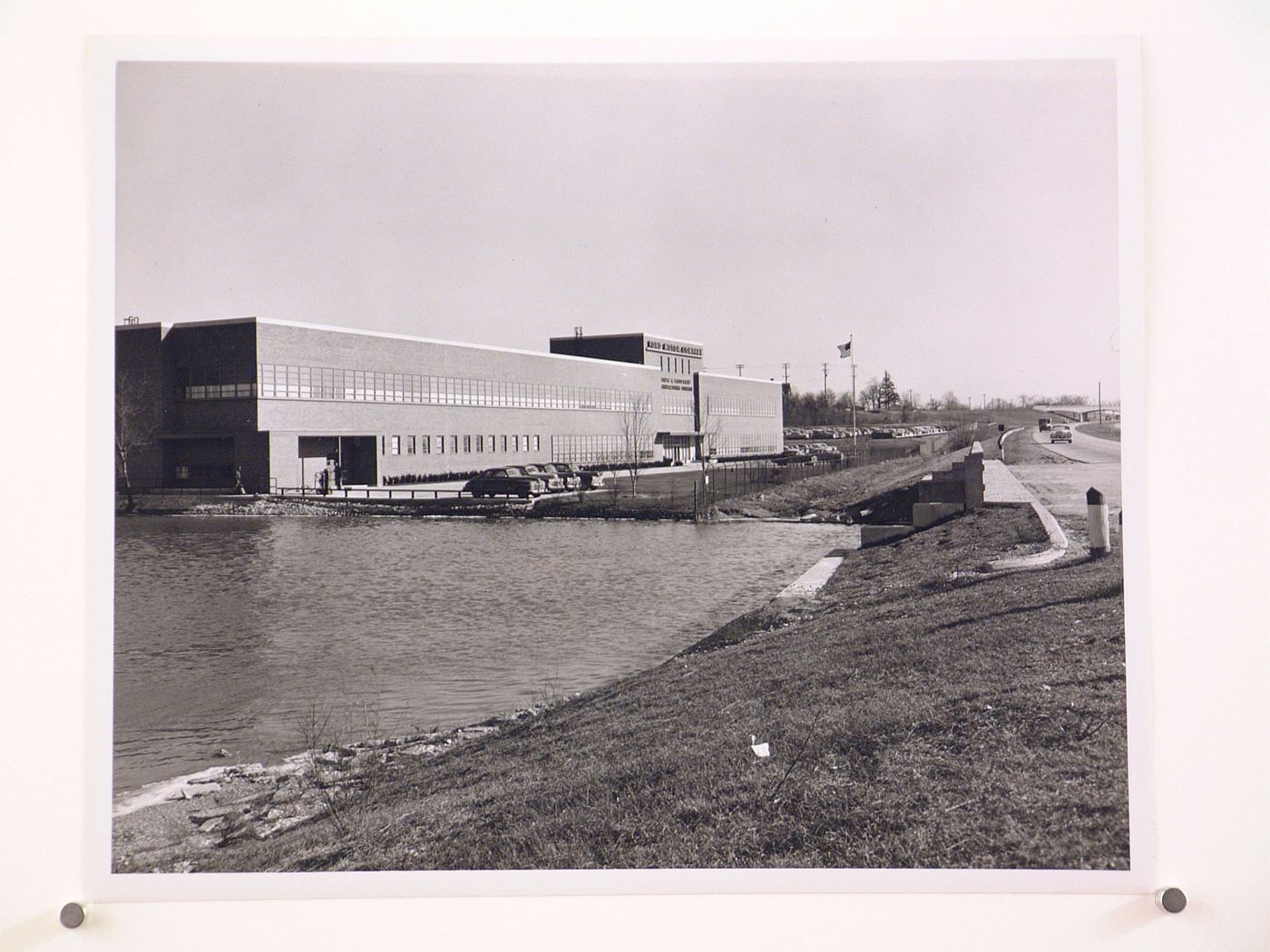 View of the main entrance to the Parts and Equipment Manufacturing Building, Ford Motor Company, Ypsilanti, Michigan