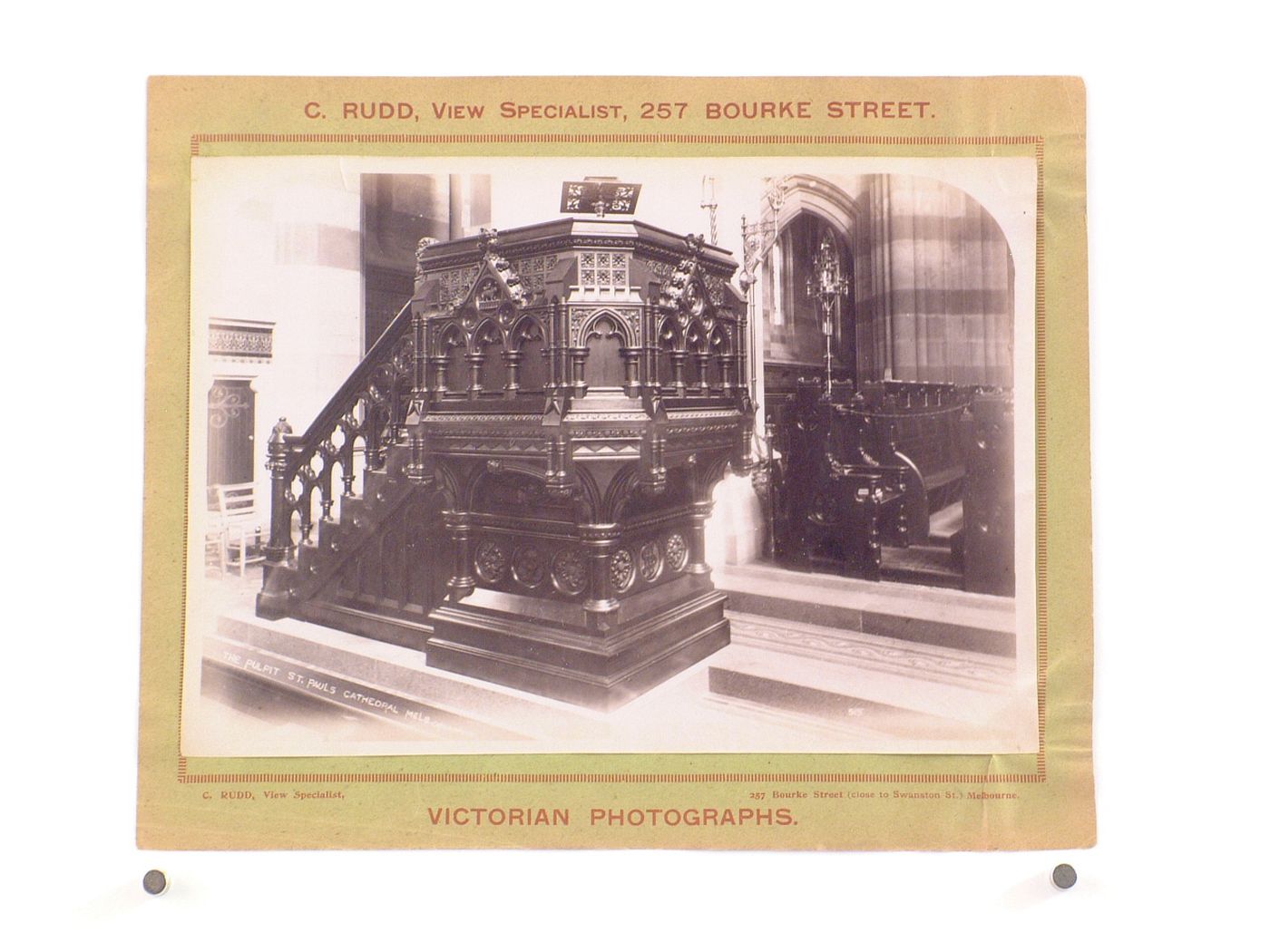 Interior view of the pulpit of St. Paul's Cathedral, Melbourne, Australia