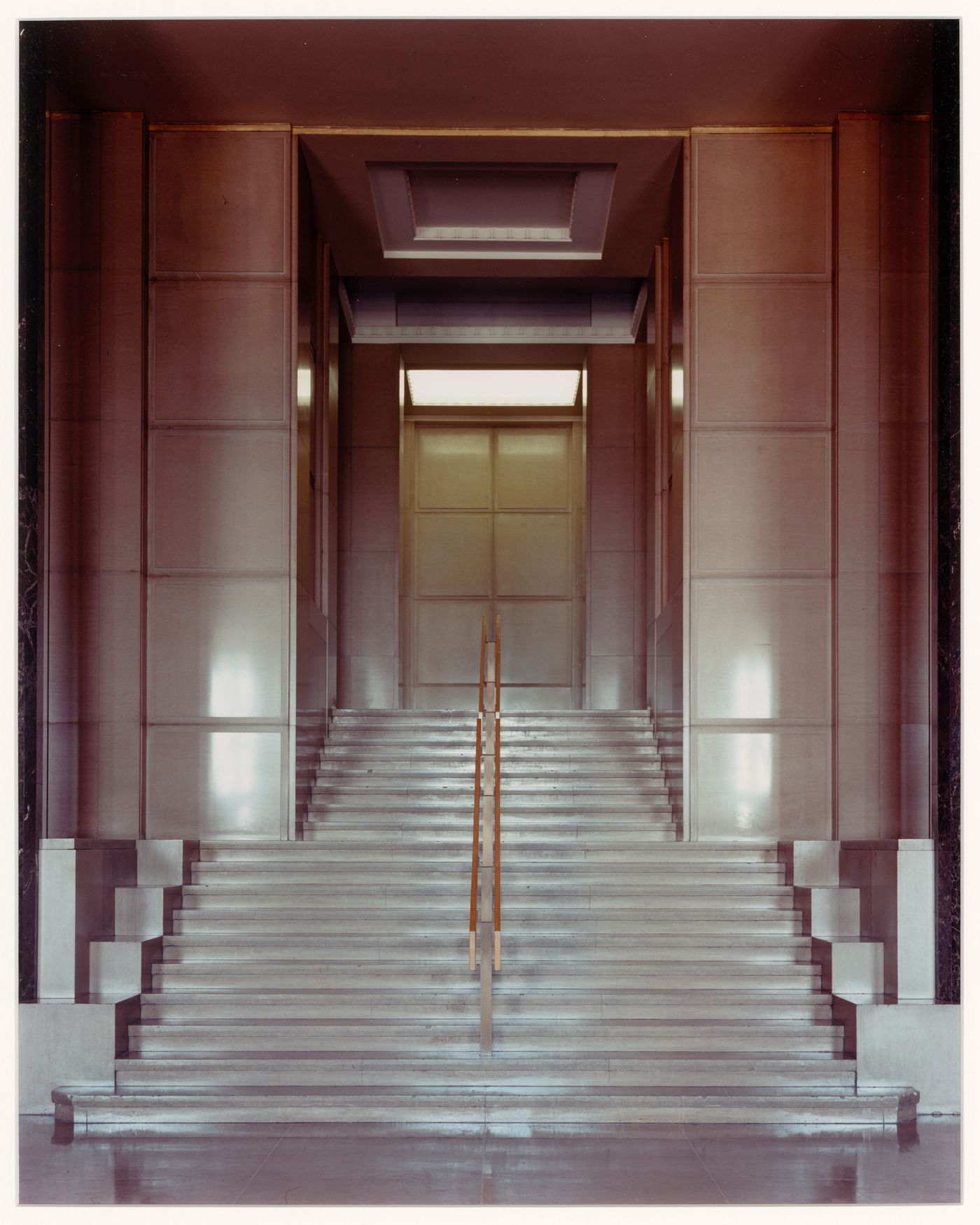 Central staircase leading to the library, entrance hall, Université de Montréal, Montréal, Québec