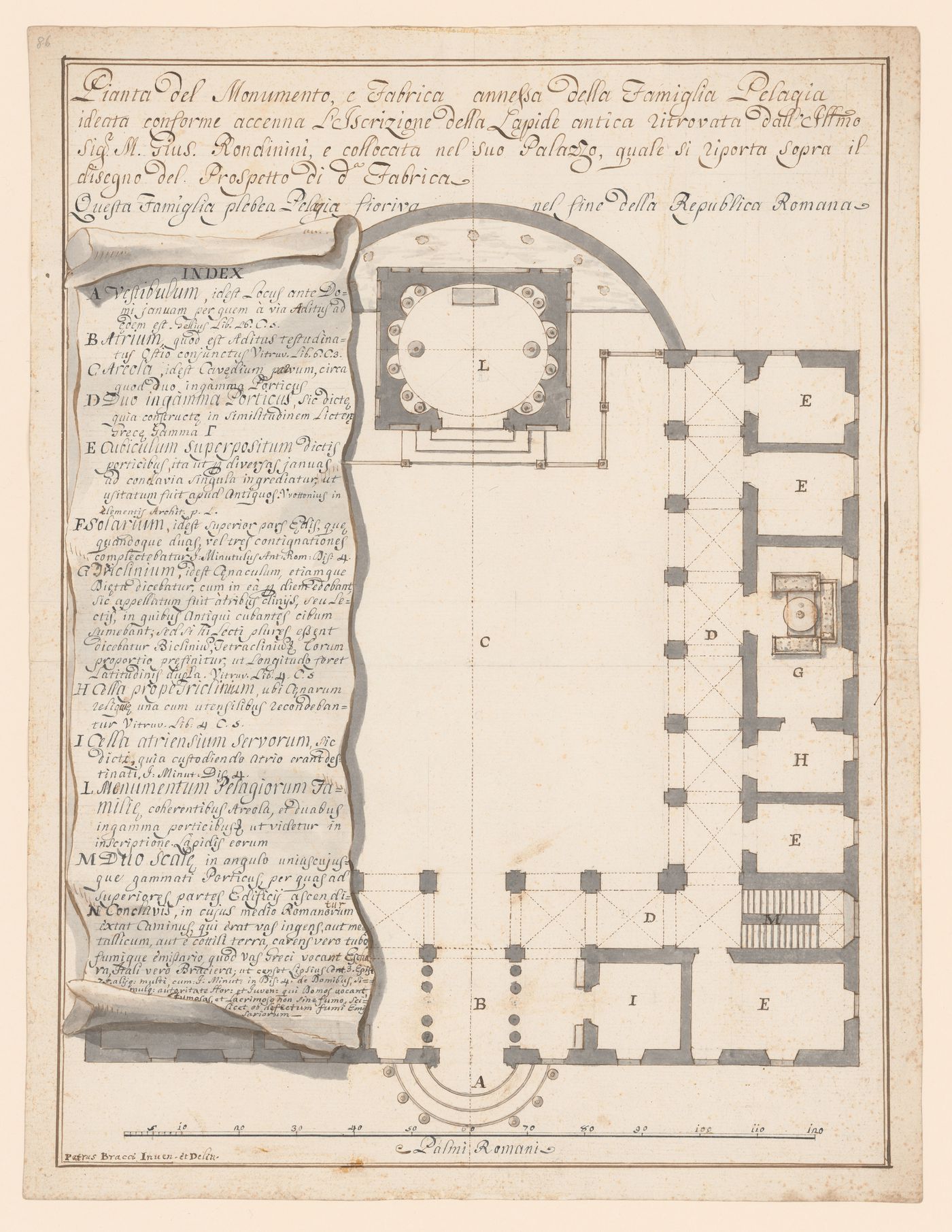 Plan for the reconstruction of the Pelagia family mausoleum