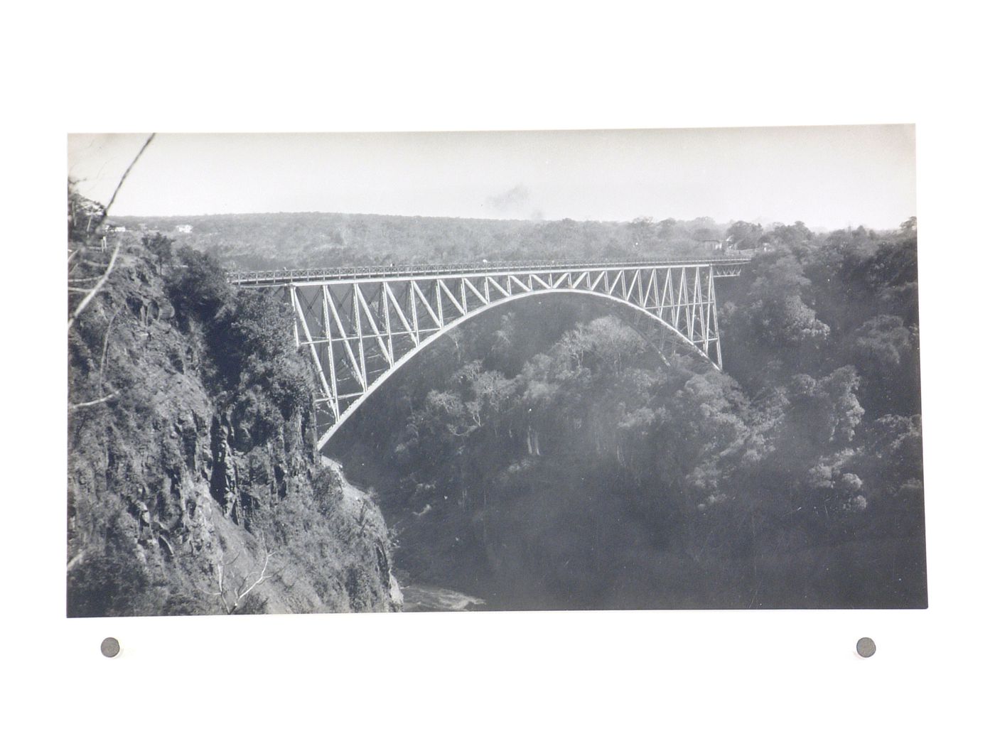 View of the Victoria Falls Bridge before reconstruction, Zambezi River, crossing the border between Victoria Falls, Zimbabwe and Livingstone, Zambia