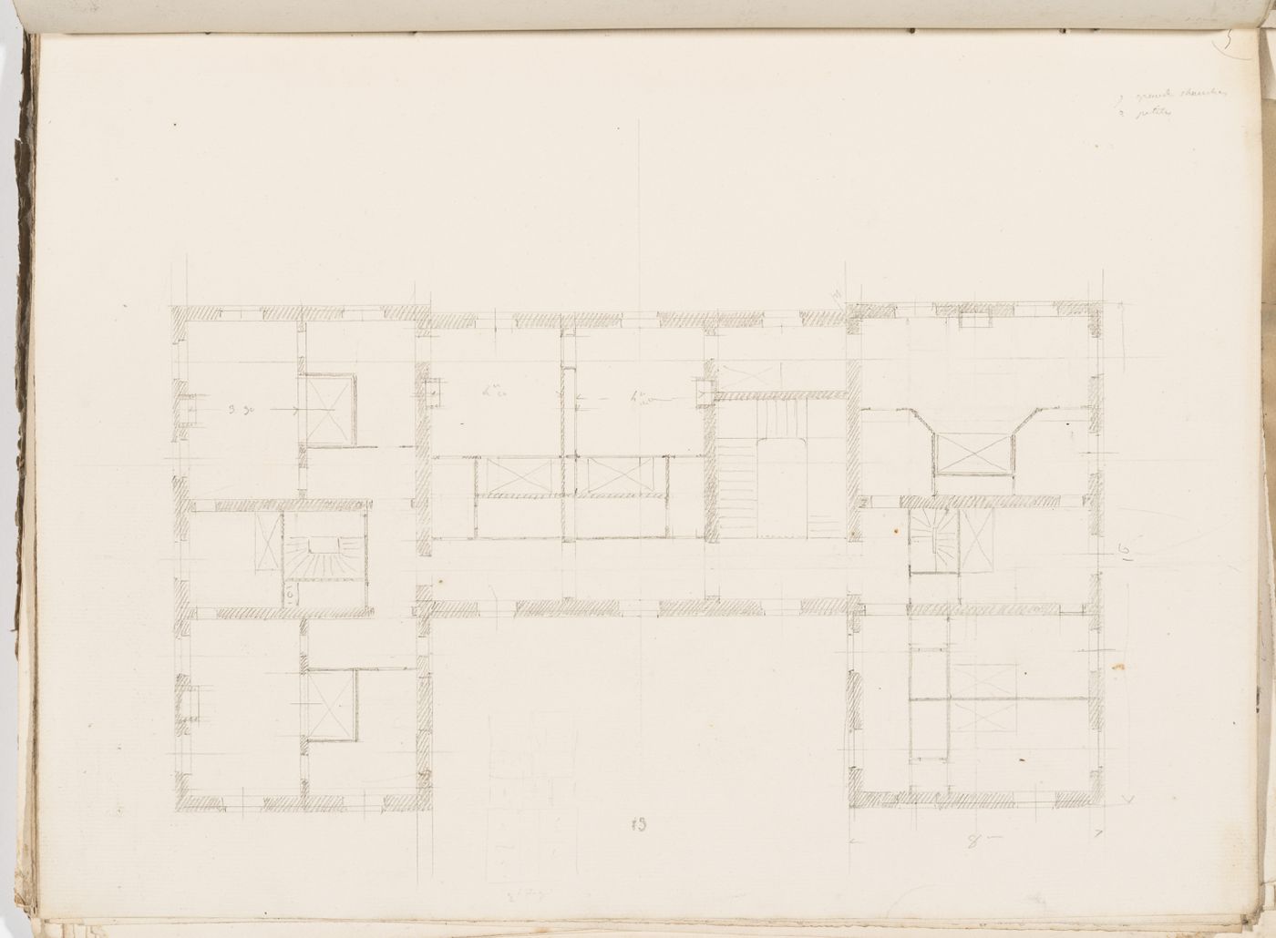 Project no. 5 for a country house for comte Treilhard: First floor plan