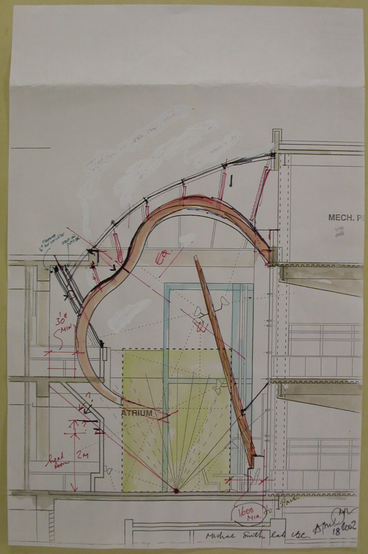 Cross section of atrium, Michael Smith Laboratory, University of British Columbia, Vancouver, British Columbia
