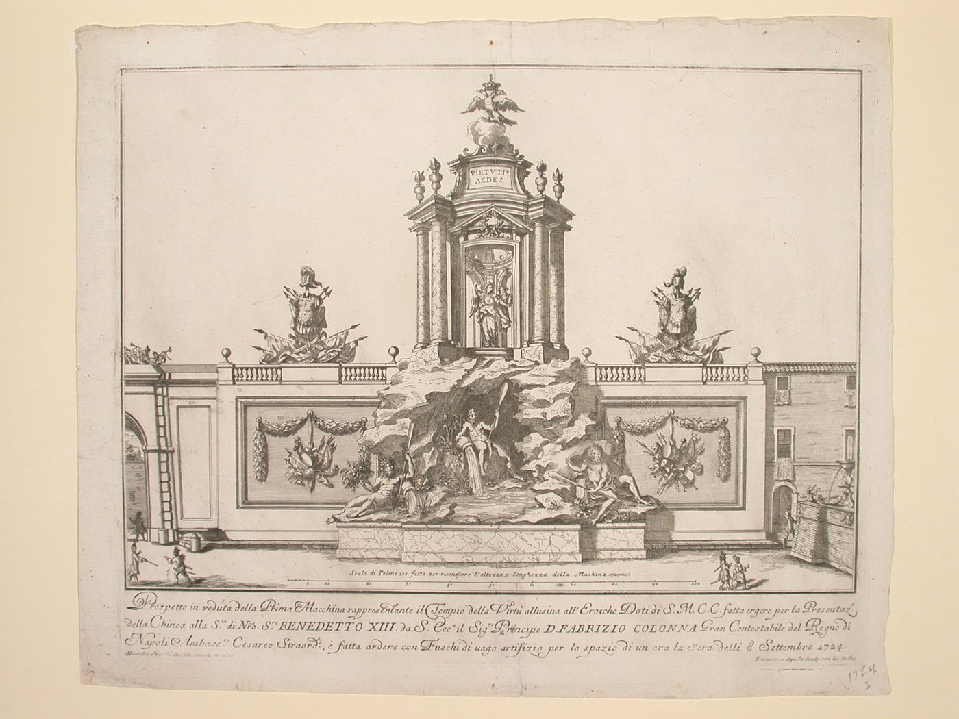 Etching of Specchi's design for the "prima macchina" of 1724