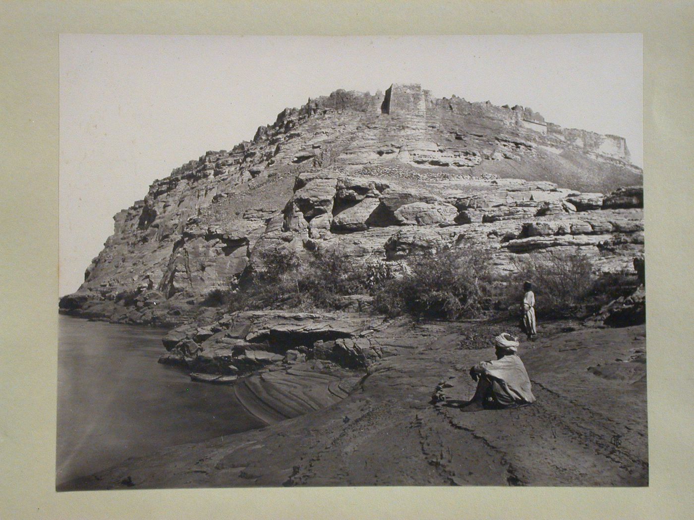 View of ruined fort of Qasr Ibrim from the south, on hill, Qasr Ibrim, Nubia, Egypt