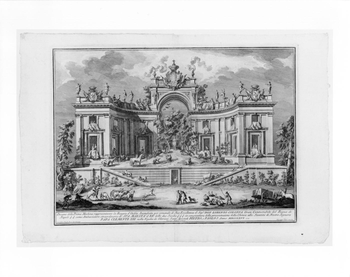 Etching of Posi's design for the "prima macchina" of 1766