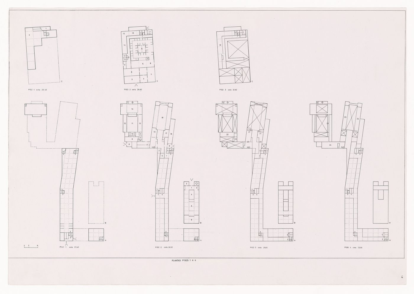 Plans, study of the St-André cultural center, Centro Cultural de Sines, Sines