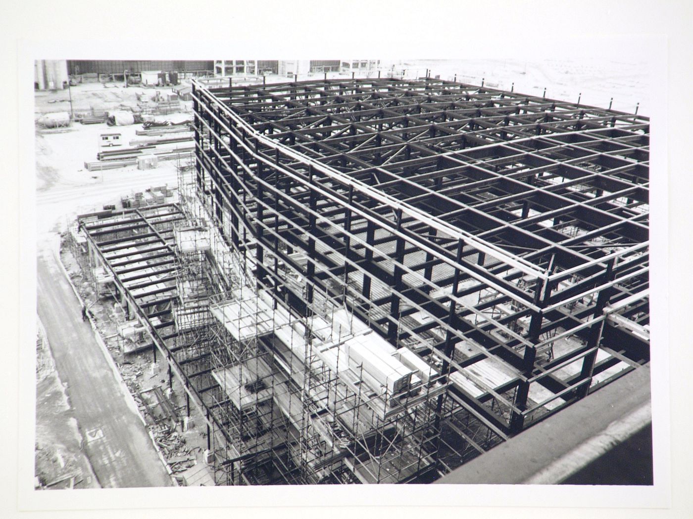 View of construction of steel structure for power station, United Kingdom