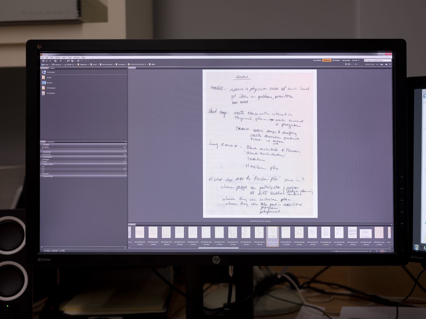 The Museum Is Not Enough: Photograph of Institute for Architecture and Urban Studies' Notes on Harlem ediucational program, 1968, on a computer screen