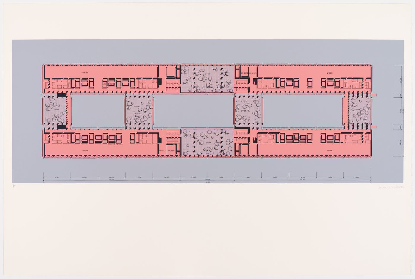 Plan of an upper floor for the Tokyo City Hall competition entry