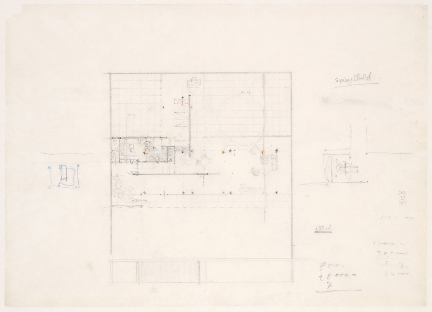Plan and partial sketch plans for a Court House