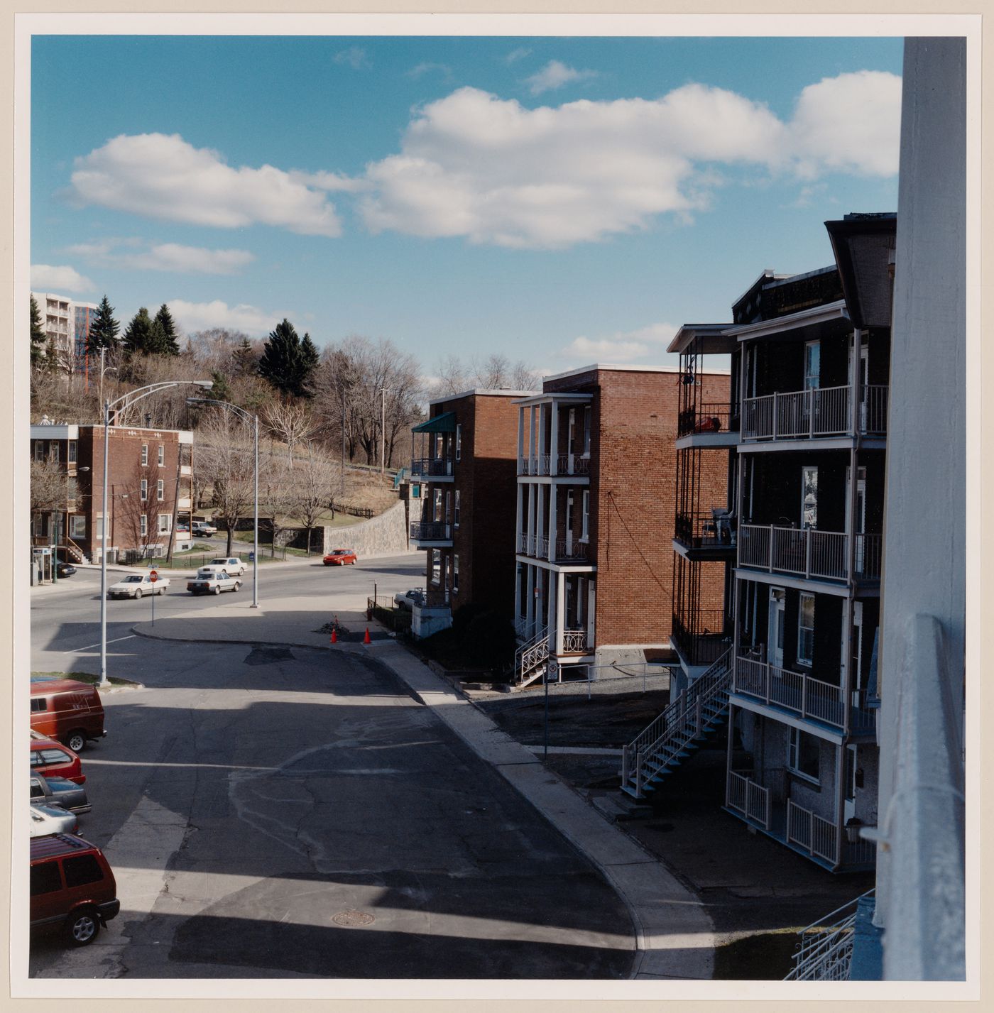 Section 3 of 3 of Panorama of Station avenue north of Pointe-à-Bernard looking southeast from Côte de la Baie toward Hemlock Hill, Shawinigan, Quebec