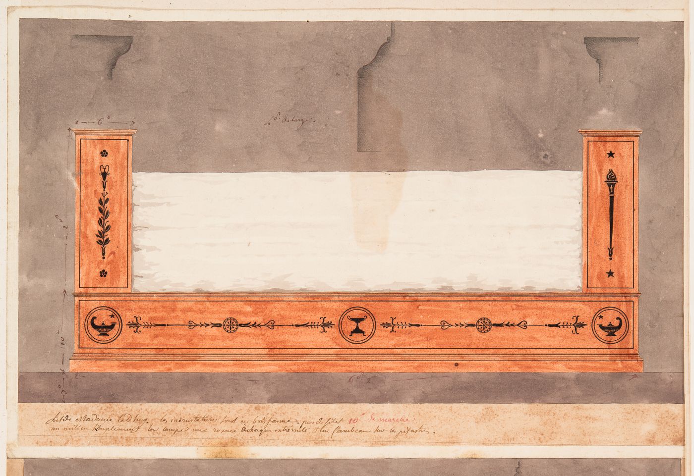 Elevation with profiles for an Empire-style bed for M. le Dhuy