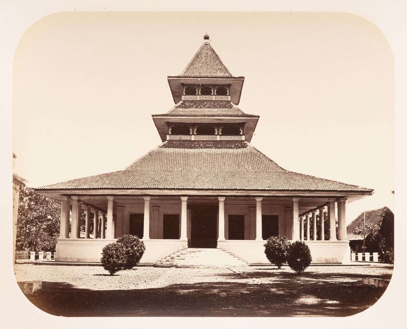 View of a building showing a large veranda, Bandong (now Bandung), Dutch East Indies (now Indonesia)