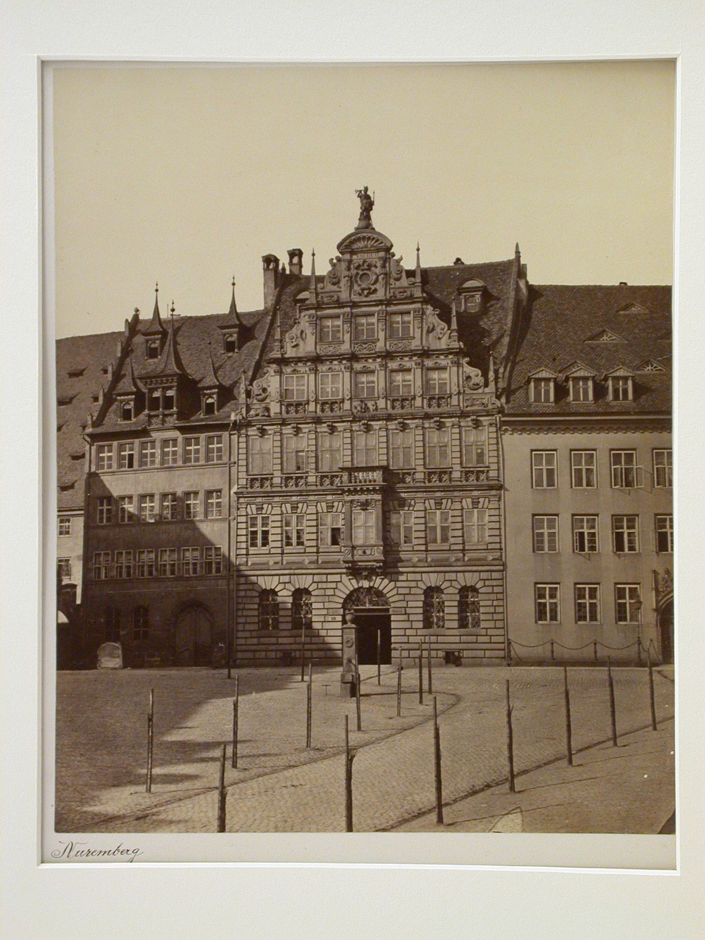 Façade of a house facing a square, Nuremberg, Germany