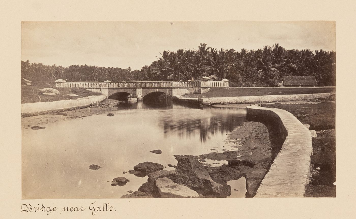 View of a bridge, near Point de Galle (now Galle), Ceylon (now Sri Lanka)