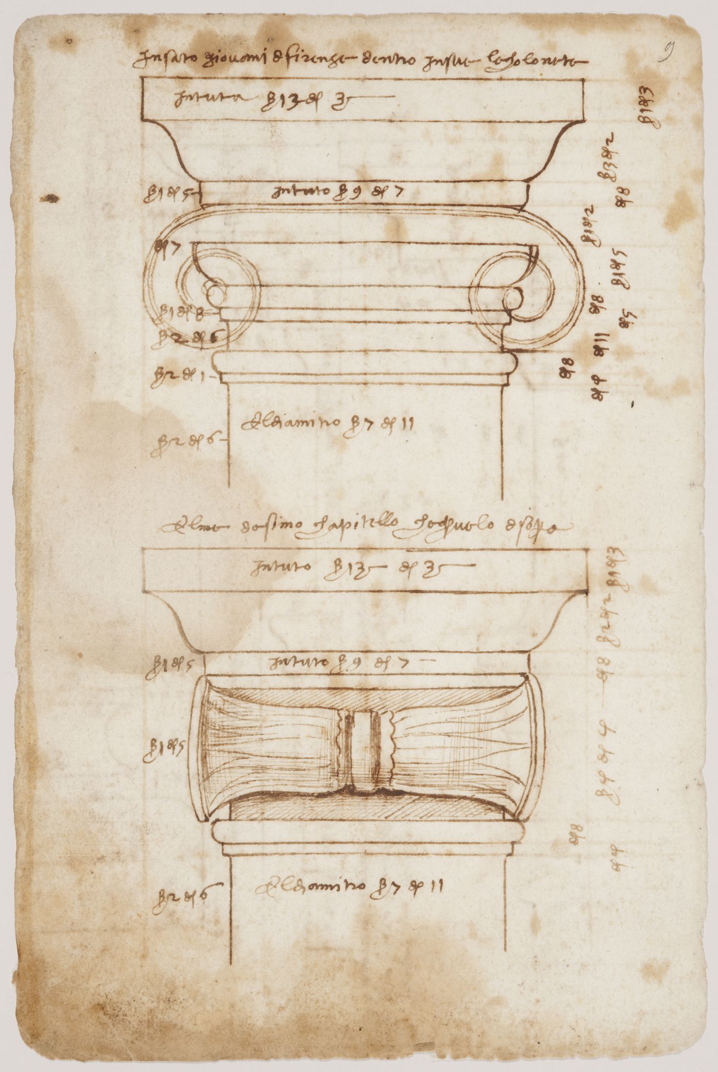 Ionic capital from the interior upper storey of the Baptistery, Florence, Italy