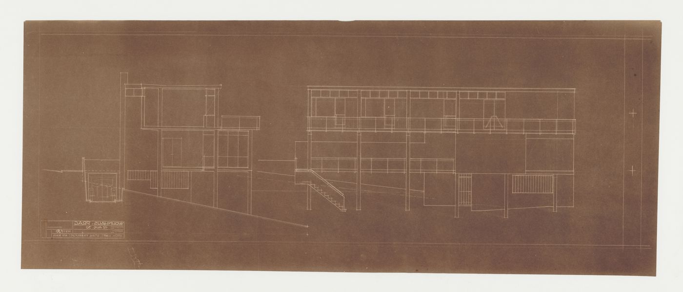 Elevations for Villa Palicka showing the first stage of design, Prague, Czechoslovakia (now Czech Republic)