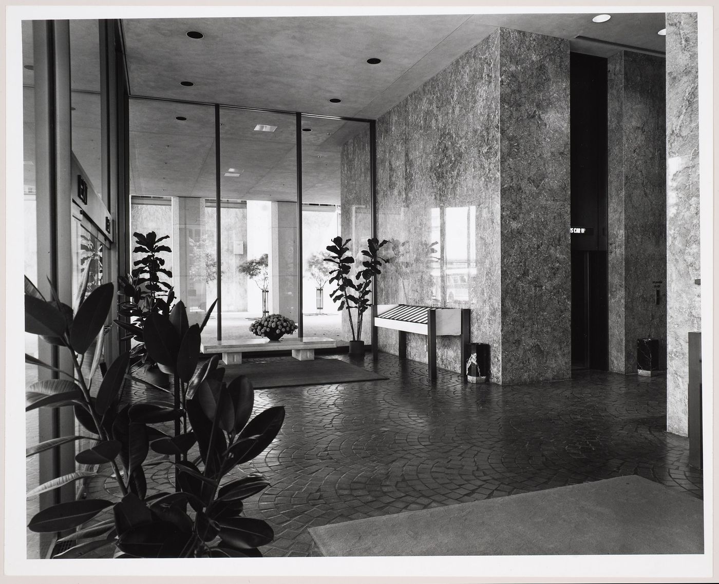 Interior view of the lobby and elevator bays of the Mutual Benefit Life Building, San Francisco, California, United States