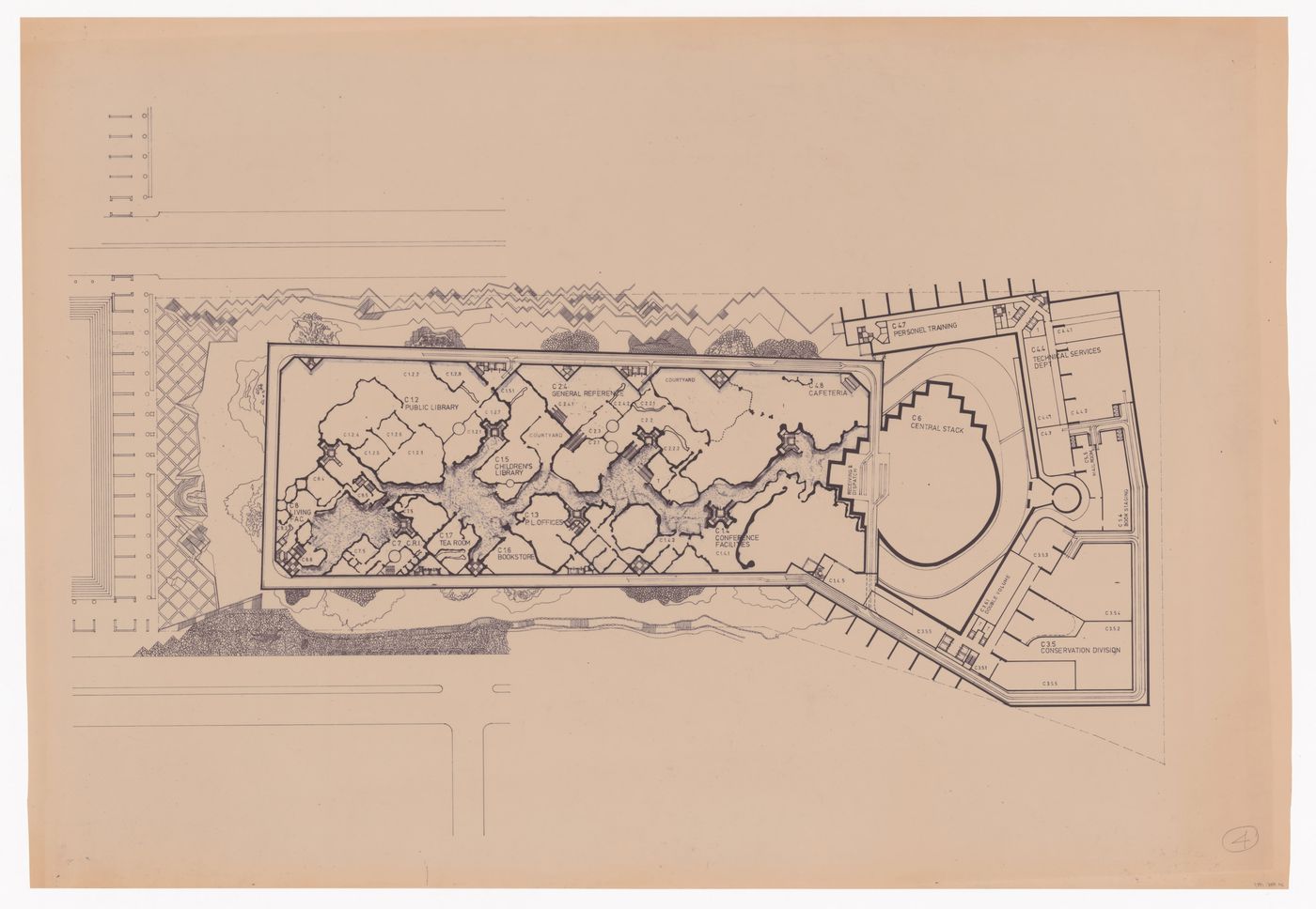 Plan for Pahlavi National Library Competition, Tehran, Iran