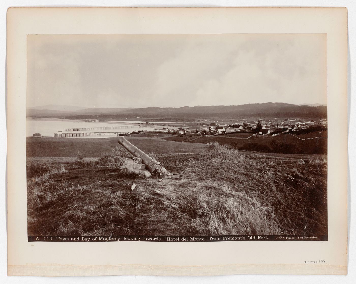 Town and Bay of Monterey, looking towards "Hotel del Monte", from Fremont's 1 Old Fort