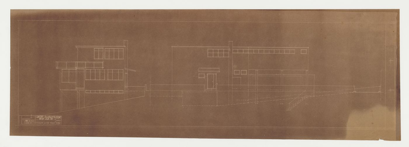 Elevations for Villa Palicka showing the first stage of design, Prague, Czechoslovakia (now Czech Republic)