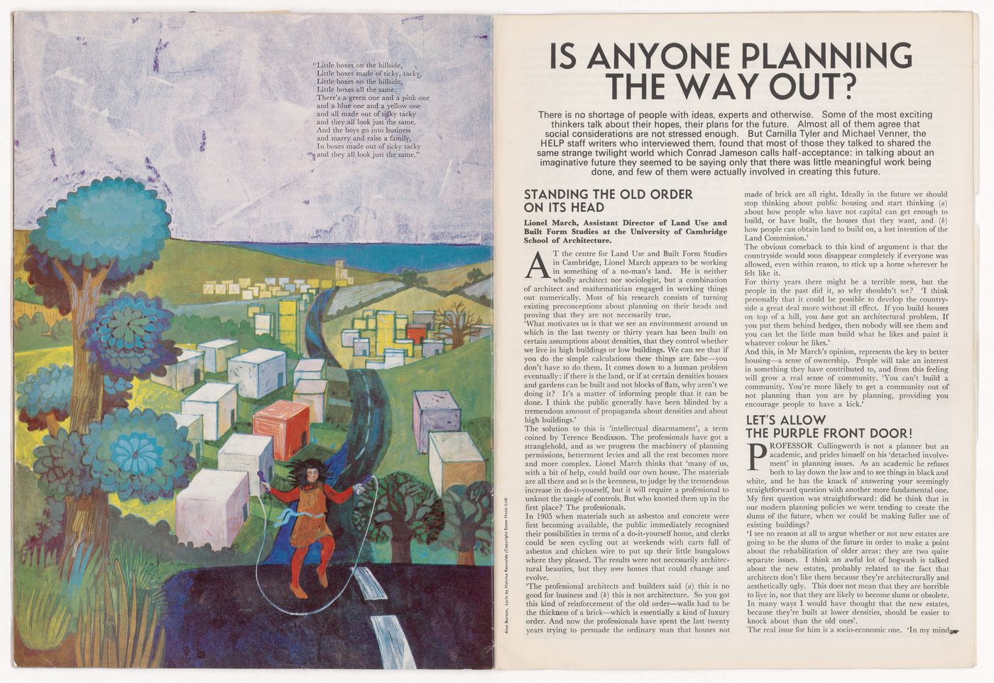 Article about Lionel March in Housing: Planners Bedlam, produced by the publishers of HELP Magazine