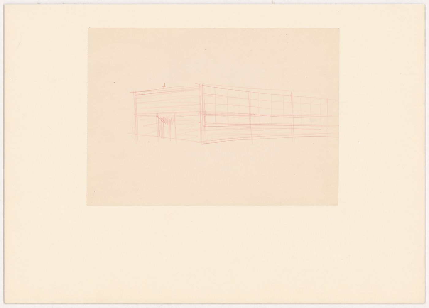 Exterior perspective study for the chapel, Illinois Institute of Technology, Chicago